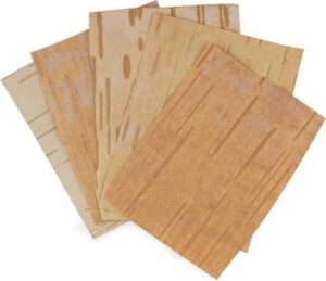 bhojpatra, betula utilis for mantra siddhi wooden yantra wooden yantra, bhojpatra bark sheet (pack of 5 sheets)