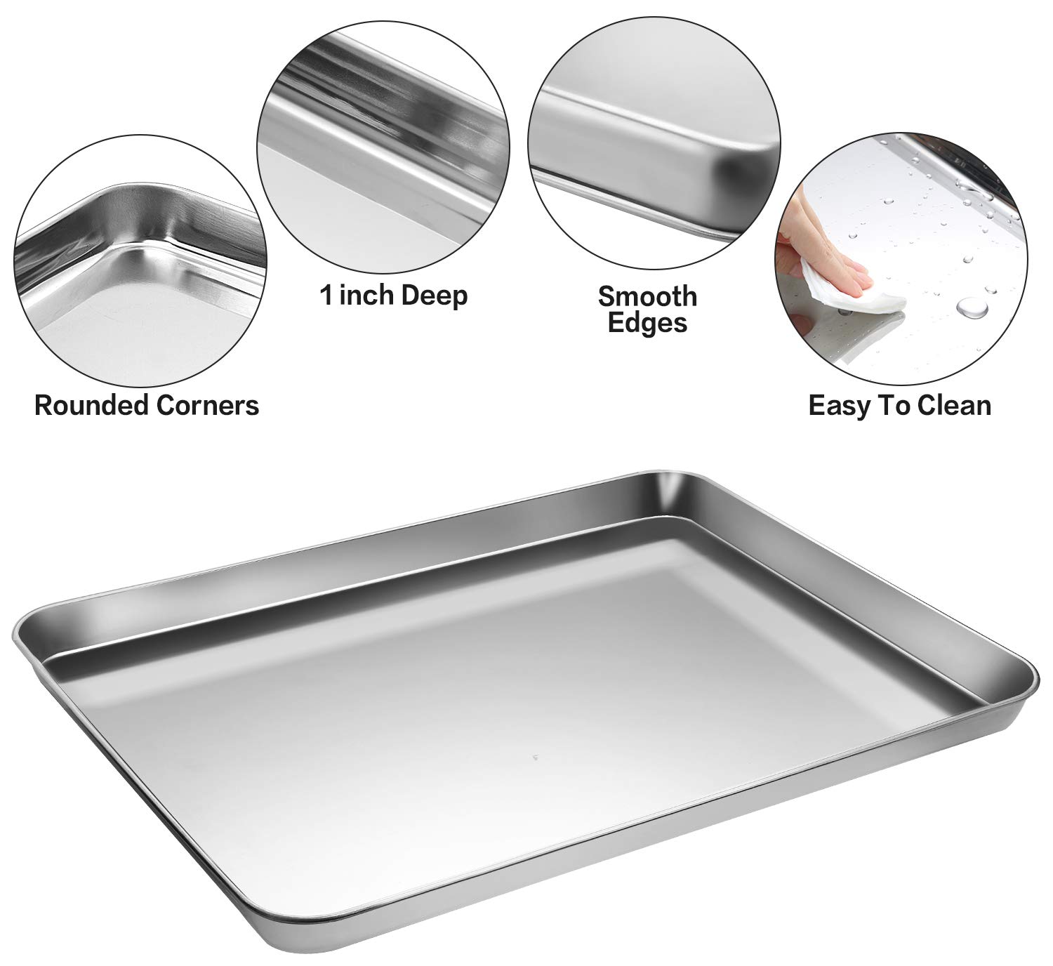 MCIRCO 6 Piece Stainless Steel Baking Sheet with Rack with Silicone Baking Mat Set (2 Pans + 2 Racks + 2 Mats), 17.3 x 13 x 1 Inch Cookie Sheet with Cooling Rack, Non Toxic, Heavy Duty & Easy Clean