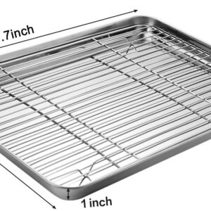 MCIRCO 6 Piece Stainless Steel Baking Sheet with Rack with Silicone Baking Mat Set (2 Pans + 2 Racks + 2 Mats), 17.3 x 13 x 1 Inch Cookie Sheet with Cooling Rack, Non Toxic, Heavy Duty & Easy Clean