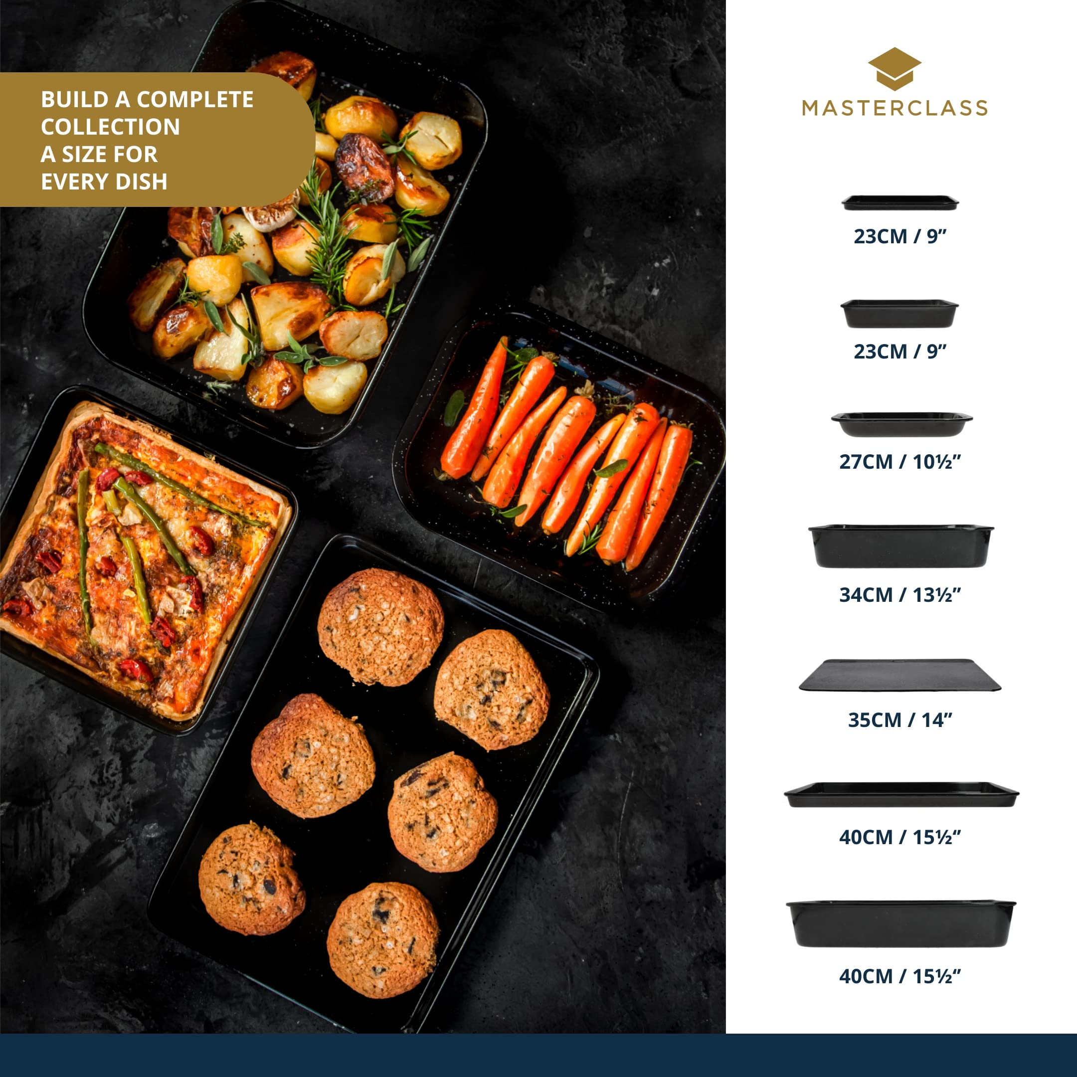 MasterClass Small Baking Tray, Scratch Resistant Vitreous Enamel and Induction Safe 1 mm Thick Steel, 24 x 18 cm