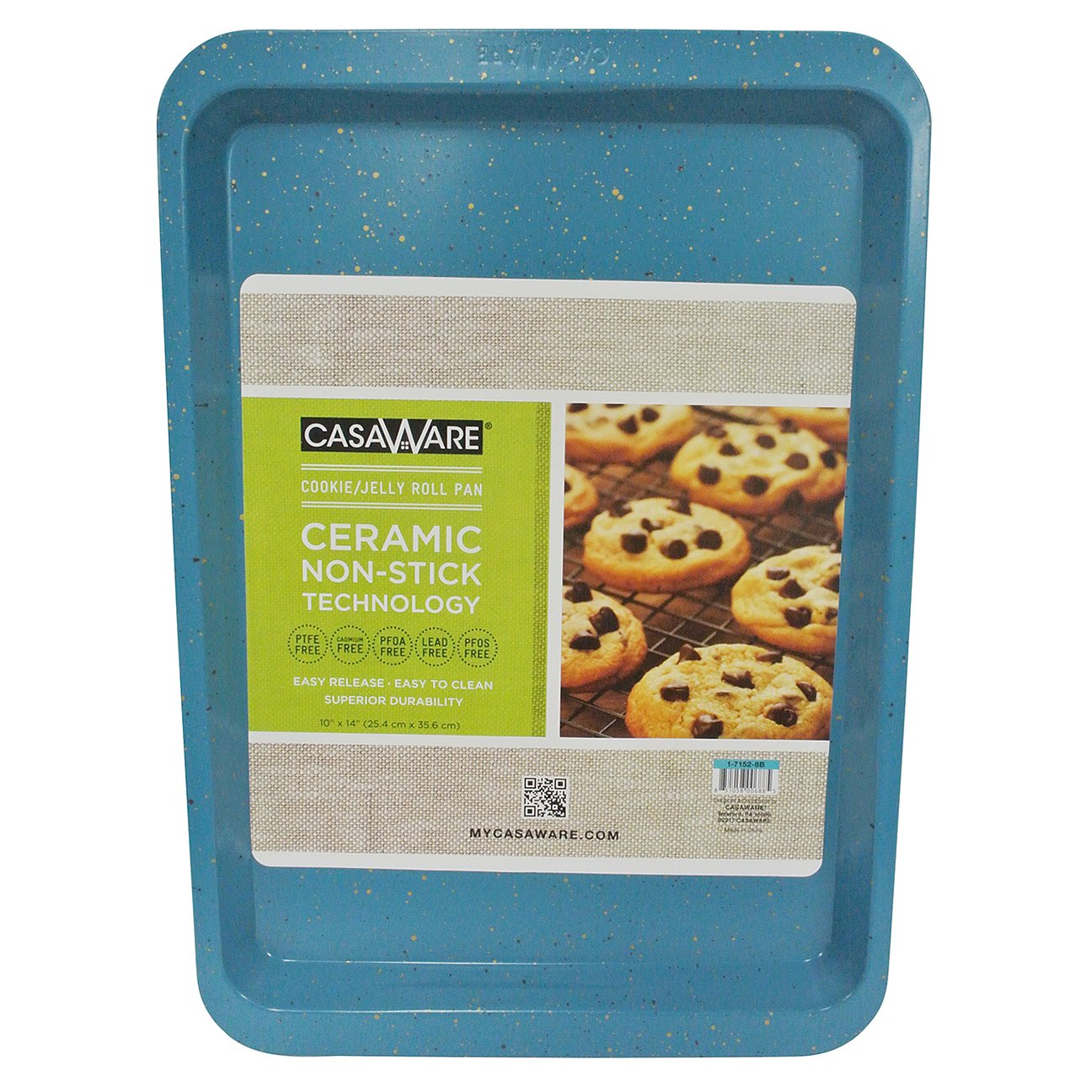 casaWare Ceramic Coated NonStick Cookie/Jelly Roll Pan 10x 14 (Blue Granite)