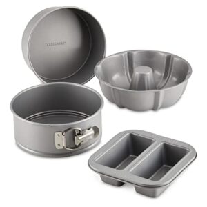 Farberware Specialty Bakeware Nonstick Baking Set for Pressure Cooker or in The Oven, 4 Piece, Gray