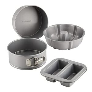 farberware specialty bakeware nonstick baking set for pressure cooker or in the oven, 4 piece, gray