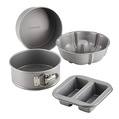 Farberware Specialty Bakeware Nonstick Baking Set for Pressure Cooker or in The Oven, 4 Piece, Gray