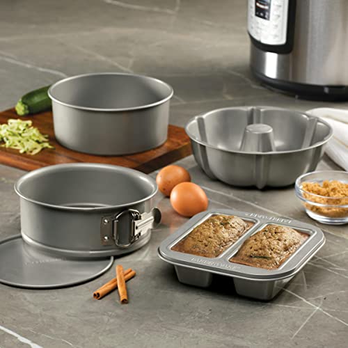 Farberware Specialty Bakeware Nonstick Baking Set for Pressure Cooker or in The Oven, 4 Piece, Gray