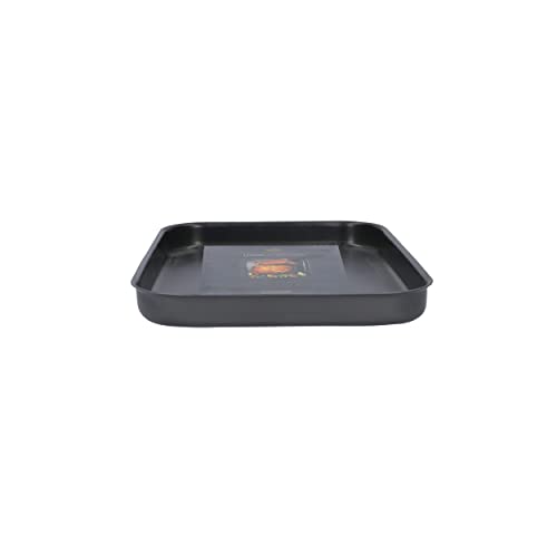 MasterClass Hard Anodised Aluminium Baking Tray, 42 x 31 cm Deep Tin with Teflon Non Stick Coating, Black