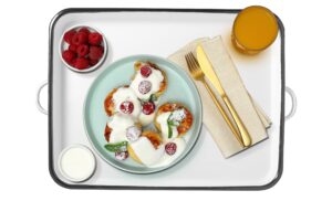 eternal living 17” white enamel serving tray with handles and baking cookie sheet, white