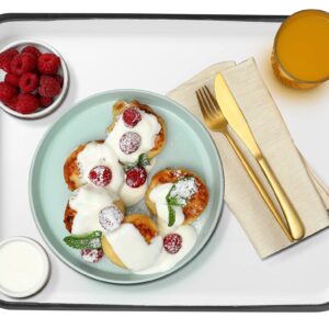 Eternal Living 17” White Enamel Serving Tray with Handles and Baking Cookie Sheet, White