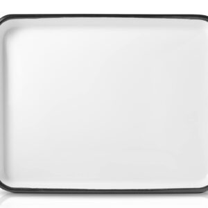 Eternal Living 17” White Enamel Serving Tray with Handles and Baking Cookie Sheet, White