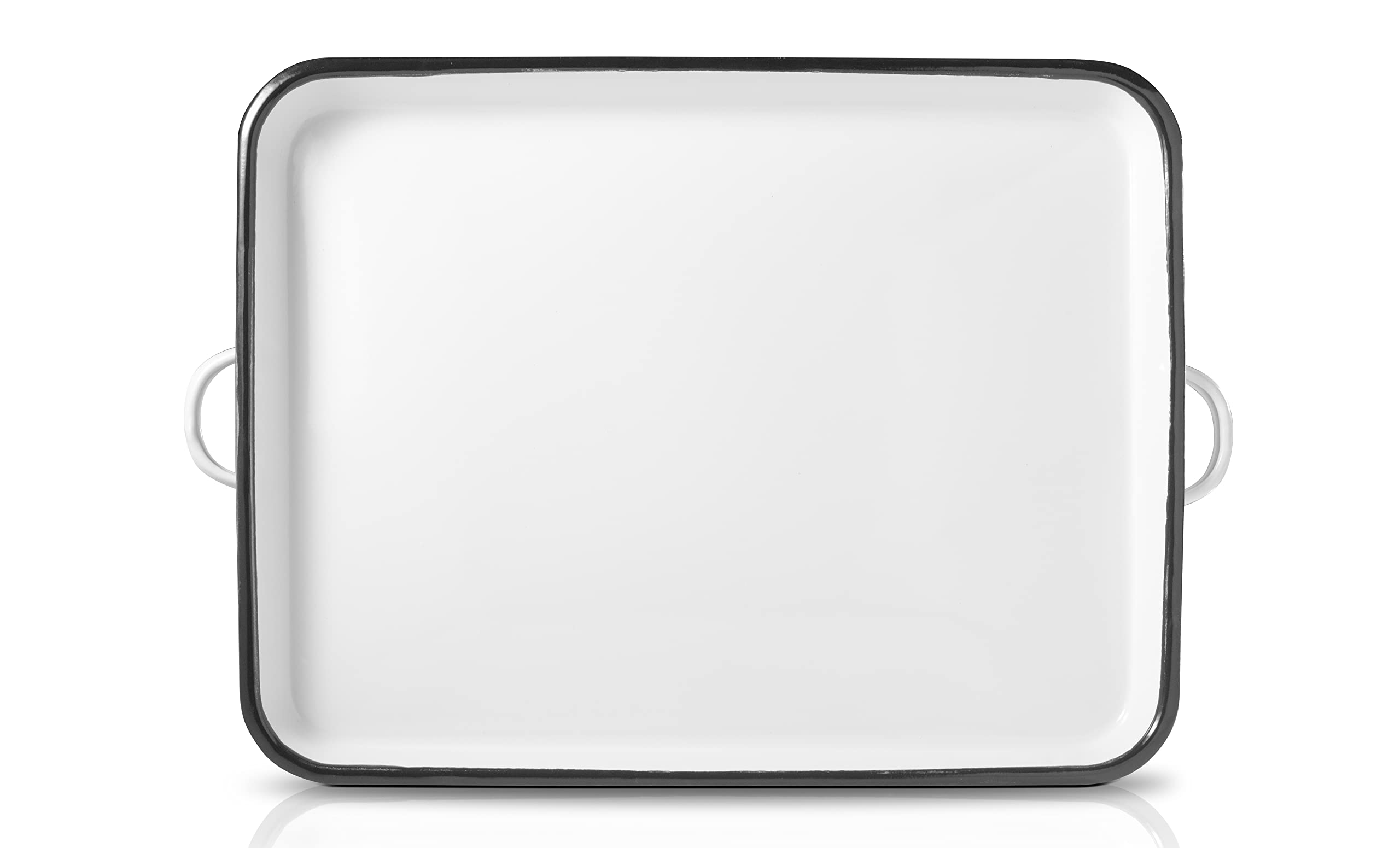 Eternal Living 17” White Enamel Serving Tray with Handles and Baking Cookie Sheet, White