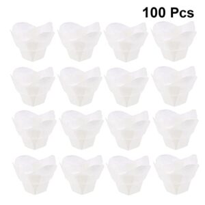 Luxshiny Cupcake Wrappers 100pcs Truffle Wrappers Paper Chocolate Candy Cups Flower Shaped Truffle Cups Baking Liners for Parties Cupcakes Muffins Mini Snacks White Cupcake Liners