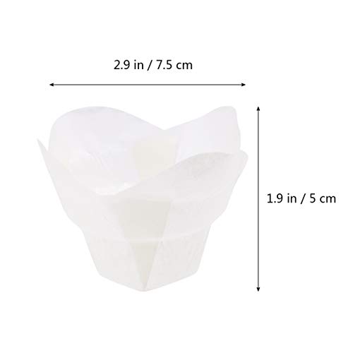 Luxshiny Cupcake Wrappers 100pcs Truffle Wrappers Paper Chocolate Candy Cups Flower Shaped Truffle Cups Baking Liners for Parties Cupcakes Muffins Mini Snacks White Cupcake Liners