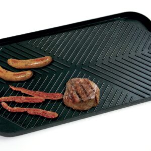 Norpro Nonstick Heavy Duty Double Burner Griddle, 19in/48cm x 10.5in/26.5cm x .75in/2cm, Teflon Platinum