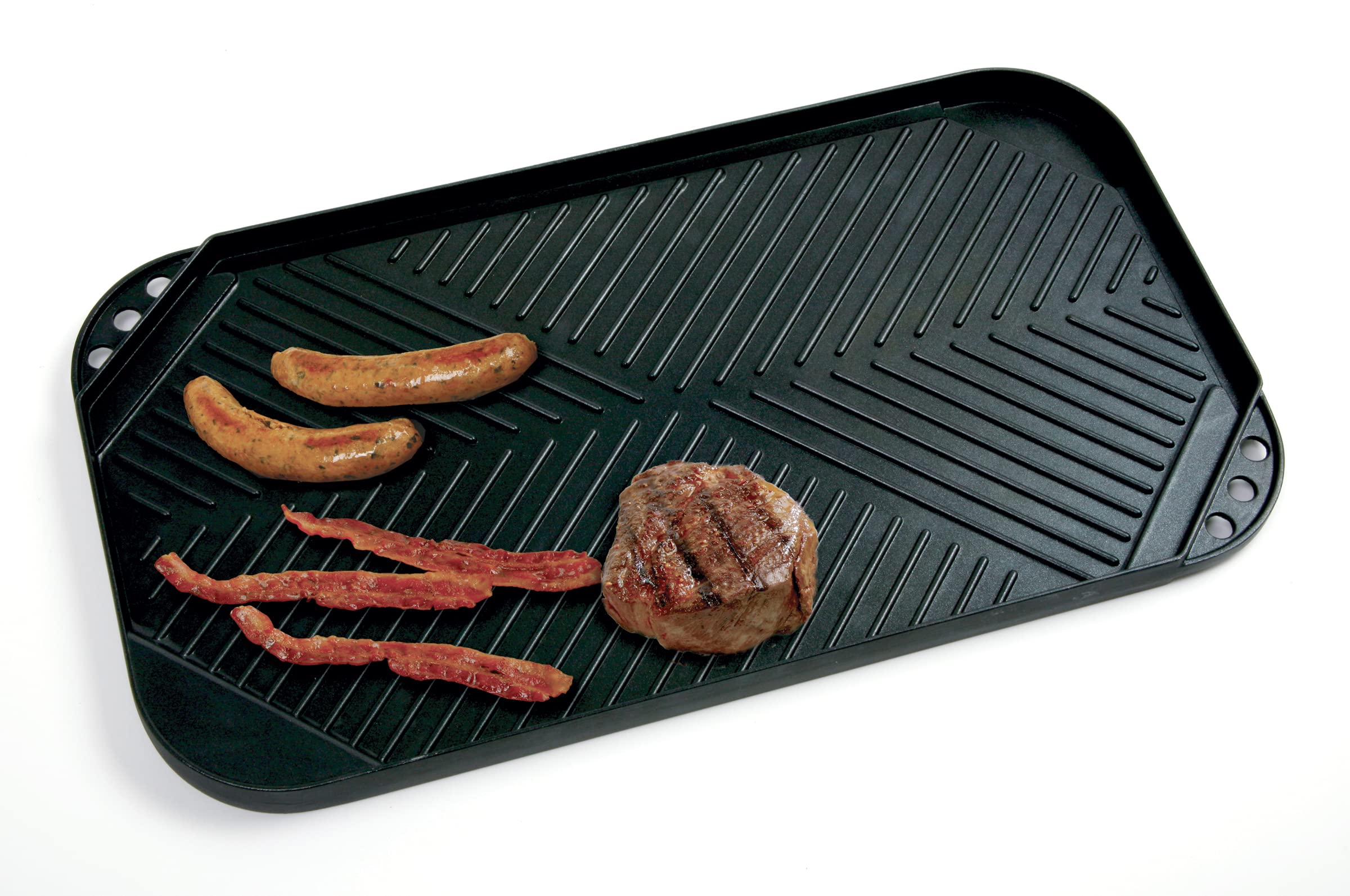 Norpro Nonstick Heavy Duty Double Burner Griddle, 19in/48cm x 10.5in/26.5cm x .75in/2cm, Teflon Platinum