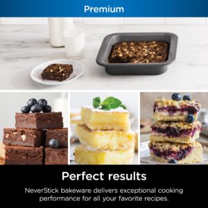 Ninja B33003 Foodi Premium 3-Piece Baking Sheet Set, Oven Safe up to 500⁰F, with 9 x 13 inch Sheet, 10 x 15 inch Sheet & 11 x 17 inch Sheet, Grey & B30408 Foodi Premium 8 inch Square Cake Pan, Grey