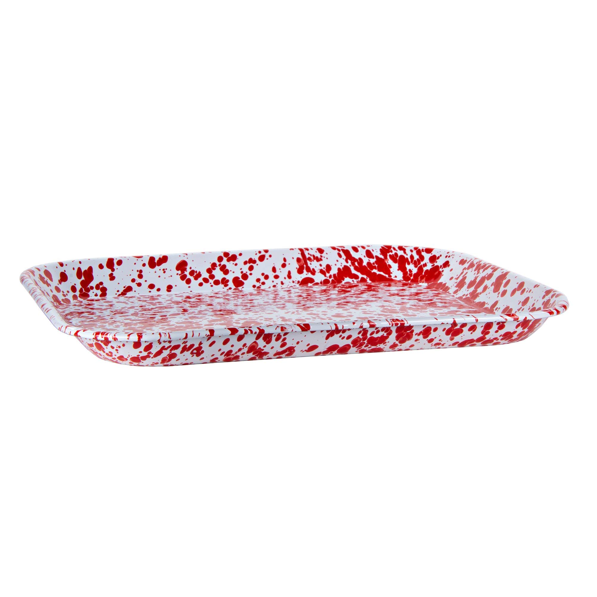 Golden Rabbit Enamelware - Red Swirl Pattern - Half Sheet Tray