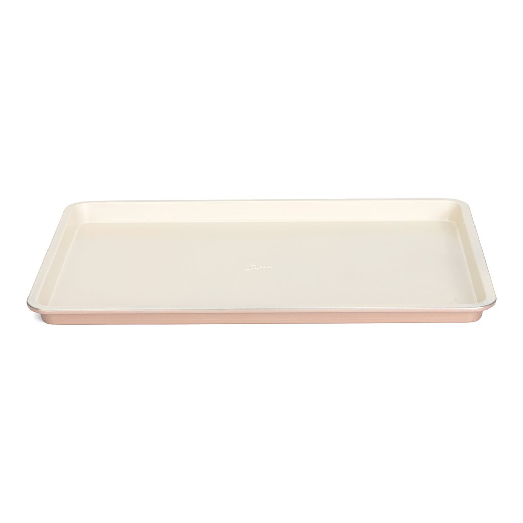 Patisse Ceramic Jelly Roll Pan with Non-Stick Surface, Cream/Copper