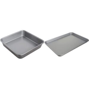 cuisinart 9-inch chef's classic nonstick bakeware square cake pan, silver & amb-15bs 15-inch chef's classic nonstick bakeware baking sheet, silver