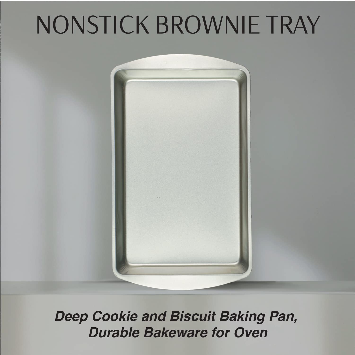 DecorRack 12.8 x 7.5 Inch Nonstick Brownie Tray, Deep Cookie And Biscuit Baking Pan, Durable Bakeware For Oven