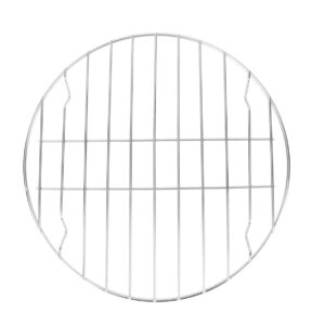 cabilock barbecue wire rack stainless steel cooling rack round bake mesh grid grate pizza baking rack for outdoor camping hiking silver 28cm (without black baking tray)