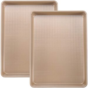 Joho Baking Sheet Pans Cookie Sheet,Nonstick Bakeware Cookie Pan Set,Cookie Baking Pan for oven, 13inch,15inch, Gold