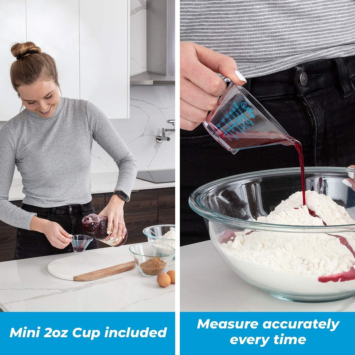 KPKitchen Baking Sheet & Rack Set and 4-Piece Liquid Measuring Cups Set - Aluminum Pan (18” x 13”) + Stainless Cooling Rack (16.8” x 11.8”) - Includes Mini Ounce, 1, 2 and 4 Plastic Measuring Cup Size