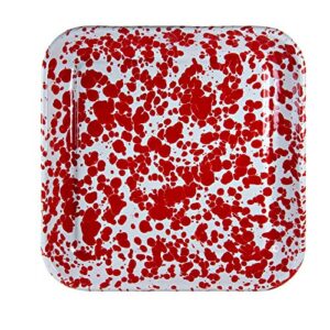 1 pc of 10.5" square tray or baking sheet rolled edge - red swirl