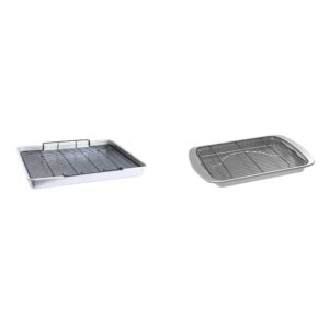 nordic ware extra large oven crisping baking tray with rack (silver) and nordic ware oven crisp baking tray (natural)