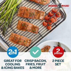 Nordic Ware Extra Large Oven Crisping Baking Tray with Rack (Silver) and Nordic Ware Oven Crisp Baking Tray (Natural)