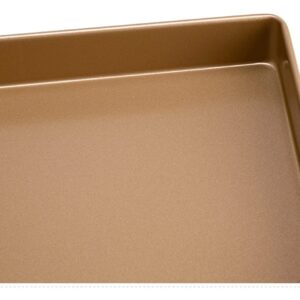 Tanghao Square Baking Pan, 11x11 Inch Nonstick Square Cake PanBaking Sheet PanSquare Cookie Sheet, Carbon Steel & Champagne Gold