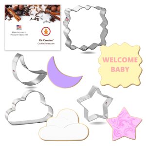 Foose Cookie Cutters Baby 4 Piece Set with Recipe Card, Made in USA