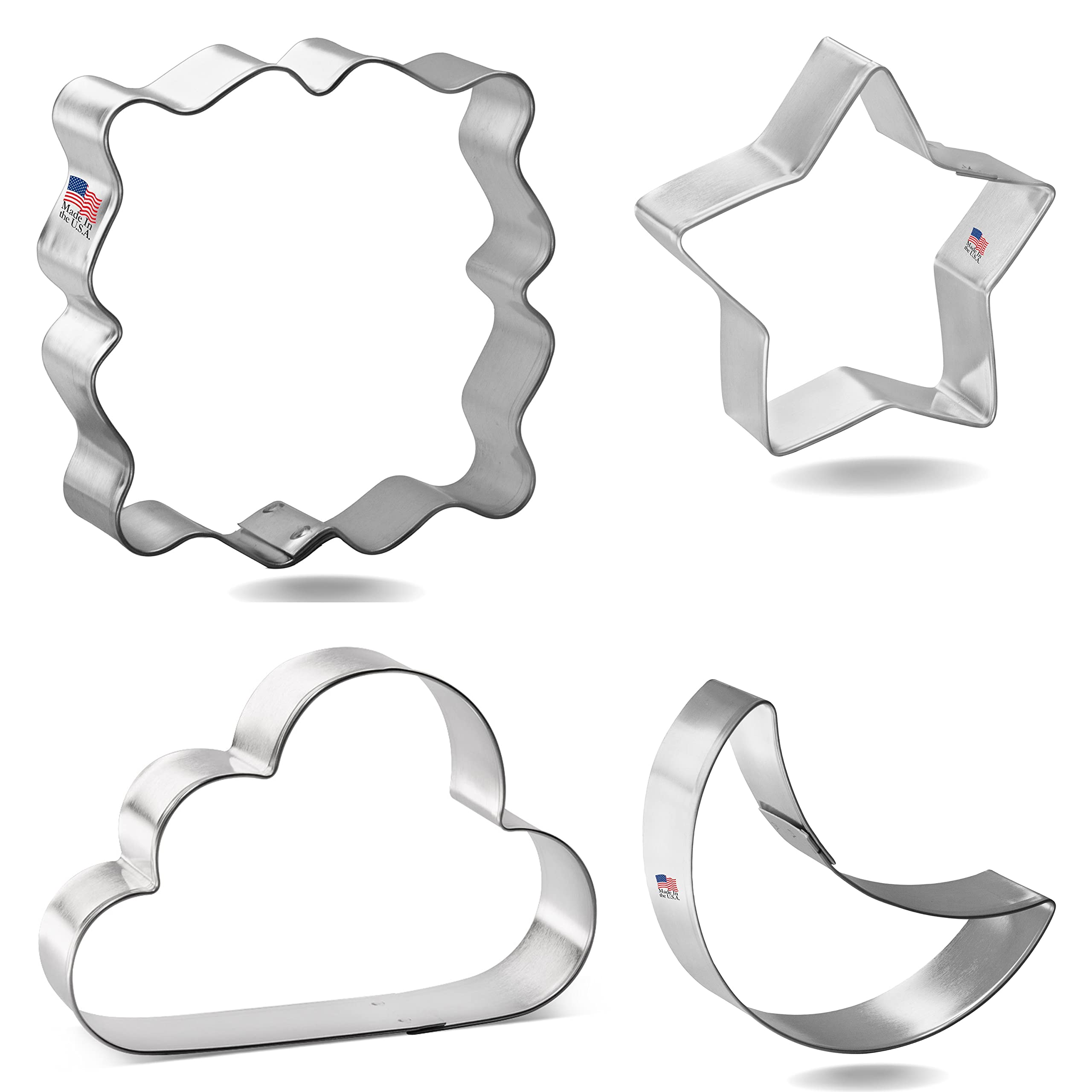 Foose Cookie Cutters Baby 4 Piece Set with Recipe Card, Made in USA