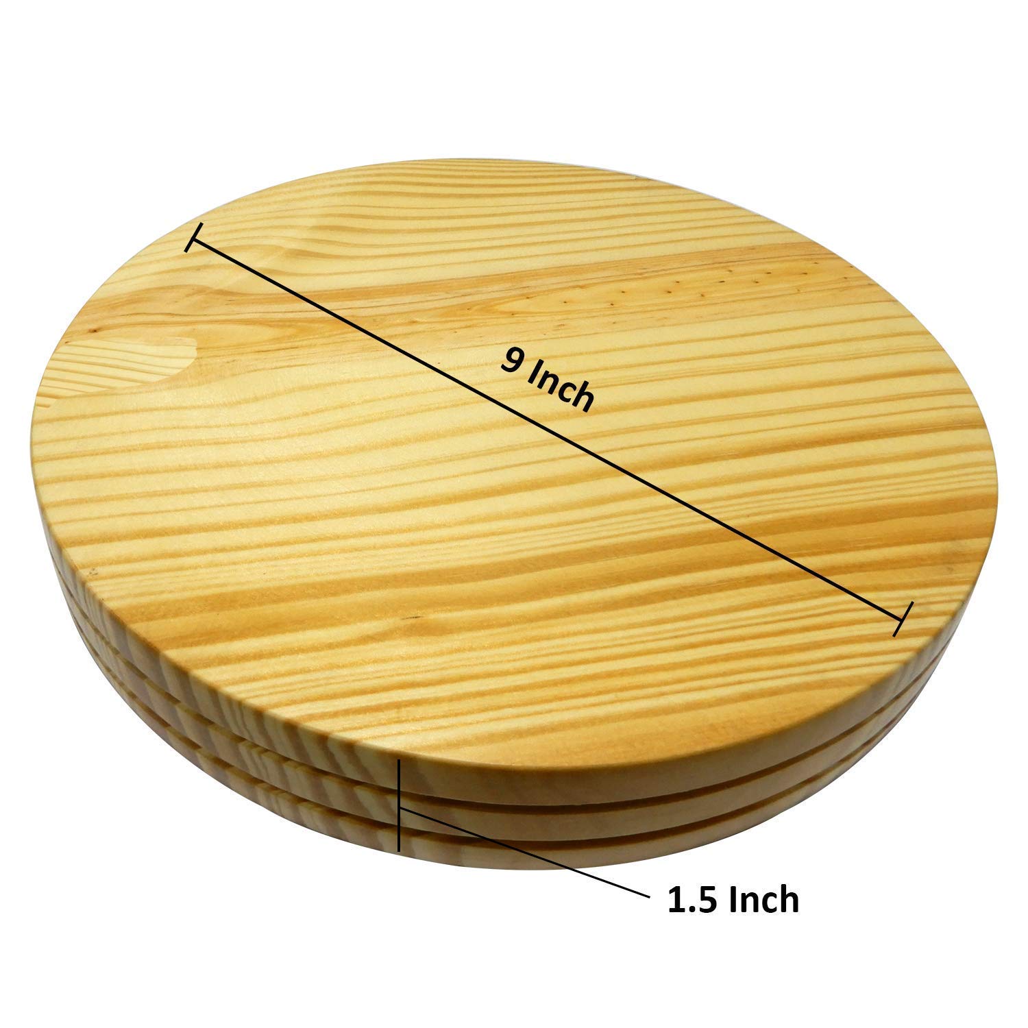 IndiaBigShop Handmade Wooden Chapati Maker Serving Board Round Roti Maker with Rolling Pin Kitchen Useful Tool 9 Inch