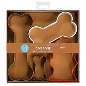 r&m international dog bone cookie cutters, assorted bones and fire hydrant, 4-piece set