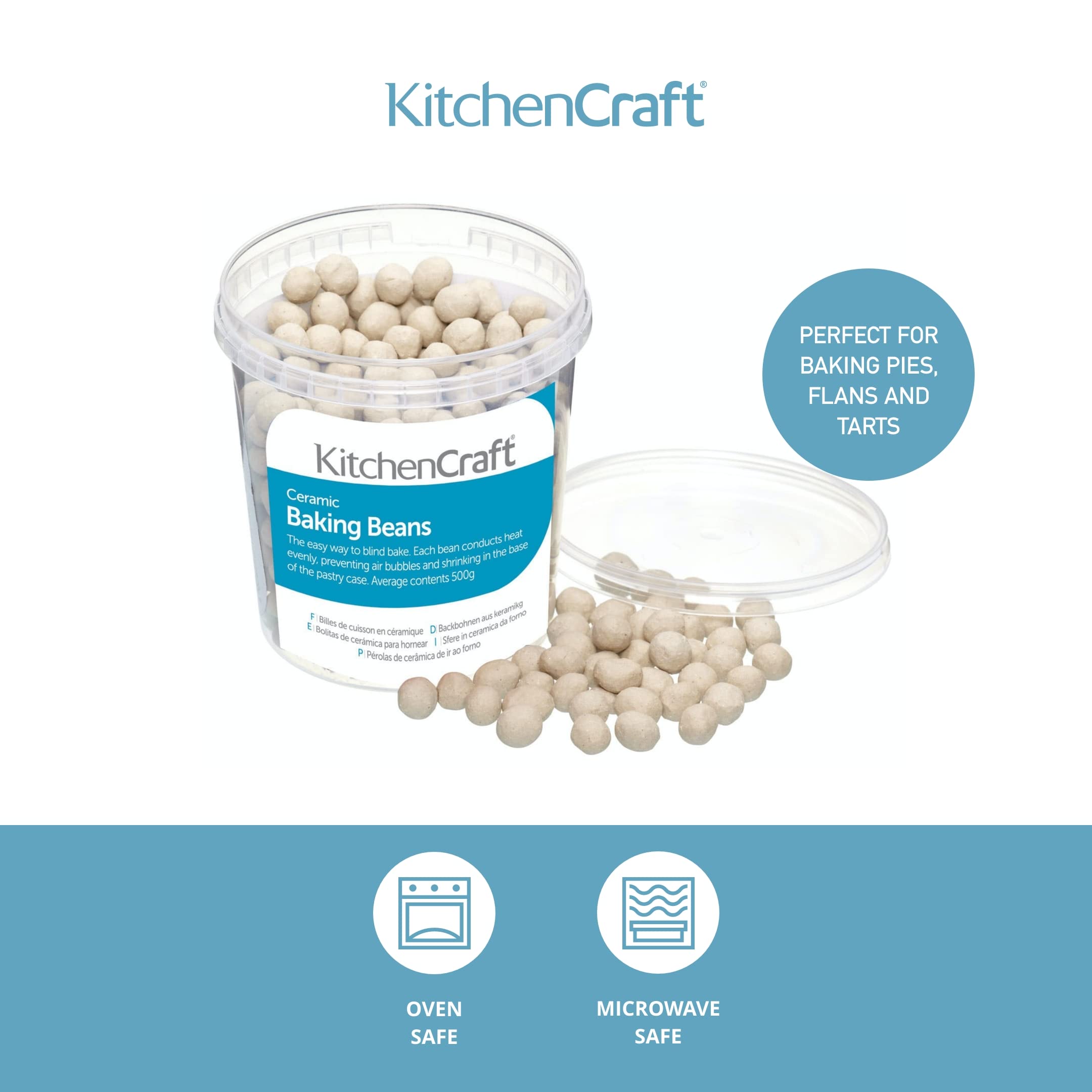 KitchenCraft Tub of Ceramic Baking Beans, 500g