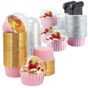 50pack foil cupcake liners with lids and 50pack cupcake cups with dome lids