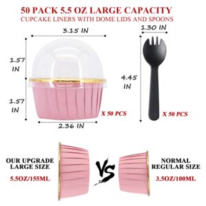 50Pack Foil Cupcake Liners With Lids And 50Pack Cupcake Cups With Dome Lids