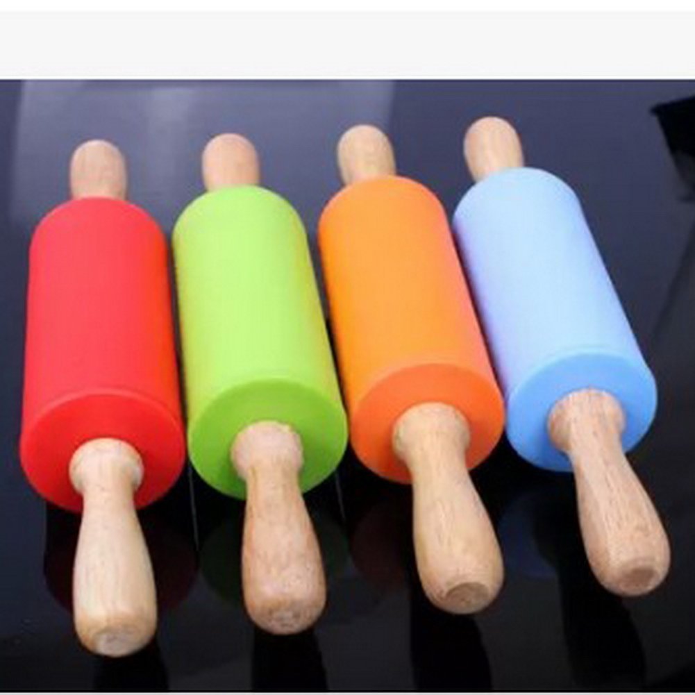 Dimart Non-Stick Wood Grip Silicone Rolling Pin for Bakers for Children