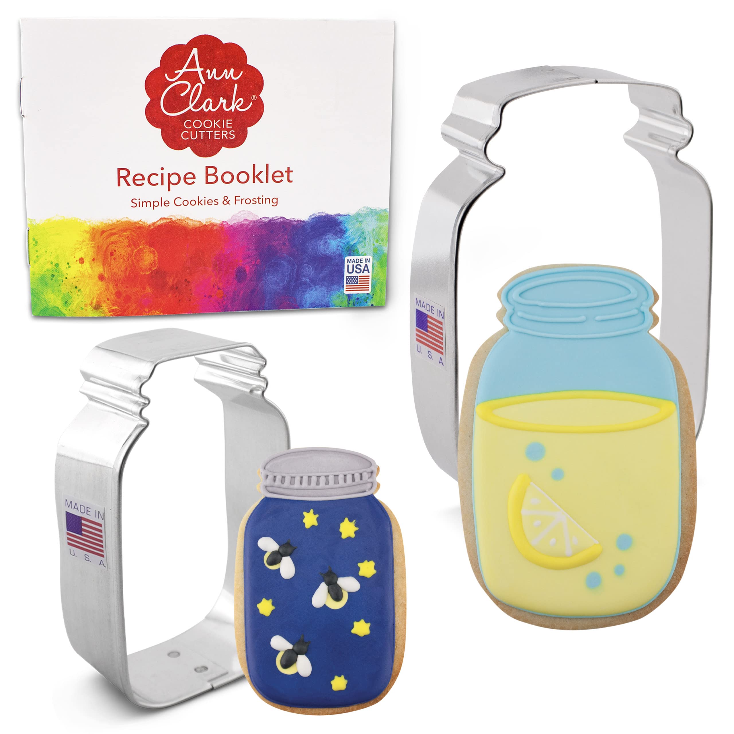 Mason Jar Cookie Cutters 2-Pc. Set Made in USA by Ann Clark, 3.25", 4.5"