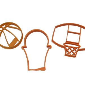 BASKETBALL COOKIE CUTTERS American Hoops Sport Basketball Game Hoop Backboard And Basketball in Hoop Cookie Cutters Made In The USA (3 Pack)