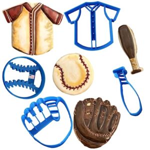 bat cookie cutter with glove ball and jersey american sport baseball glove mitt game bat and jersey uniform t-shirt cookie cutters made in the usa (4 pack)