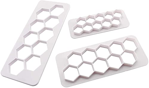 Longdex Hexagon Multi Cutter 3 Sizes White Hexagon Cookie Cutter Football Cake Fondant Cake DIY Decorative Mold