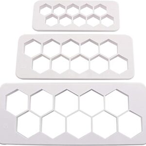 Longdex Hexagon Multi Cutter 3 Sizes White Hexagon Cookie Cutter Football Cake Fondant Cake DIY Decorative Mold