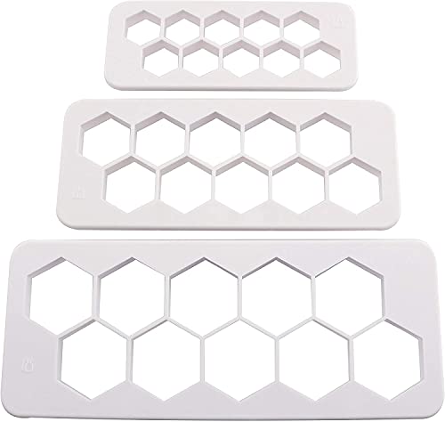 Longdex Hexagon Multi Cutter 3 Sizes White Hexagon Cookie Cutter Football Cake Fondant Cake DIY Decorative Mold