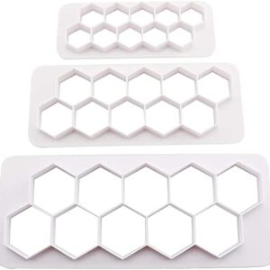 Longdex Hexagon Multi Cutter 3 Sizes White Hexagon Cookie Cutter Football Cake Fondant Cake DIY Decorative Mold