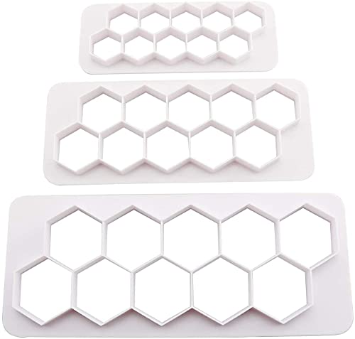 Longdex Hexagon Multi Cutter 3 Sizes White Hexagon Cookie Cutter Football Cake Fondant Cake DIY Decorative Mold