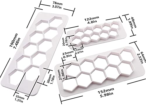 Longdex Hexagon Multi Cutter 3 Sizes White Hexagon Cookie Cutter Football Cake Fondant Cake DIY Decorative Mold