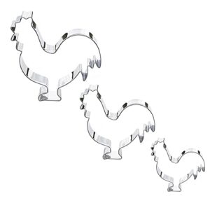 sweet cookie crumbs rooster cookie cutter set, 3 piece, stainless steel