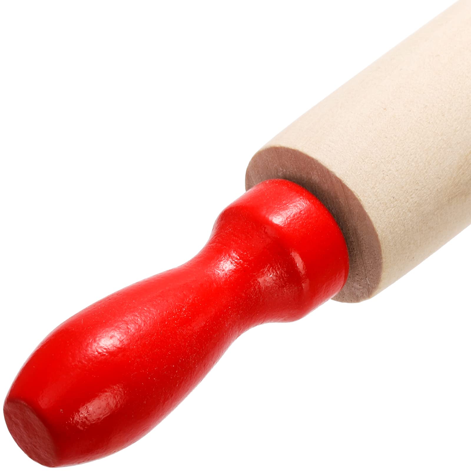 SOUJOY Set of 12 Mini Rolling Pin, 8 Inch Wood Dough Roller with Red Handle, Small Dough Rolling Pin for Craft Fondant Pastry Pizza Crafting and Imaginative Play