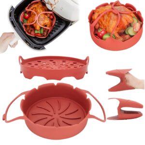 pranaheart airfryer liner set for 3-6qt - fda tested, non-toxic & eco-friendly silicone solution against greasy air fryer liners